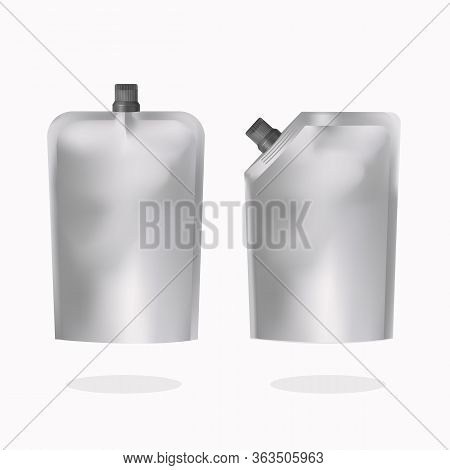 Doypack Plastic Bag Mock Up Set, Vector Isolated Illustration