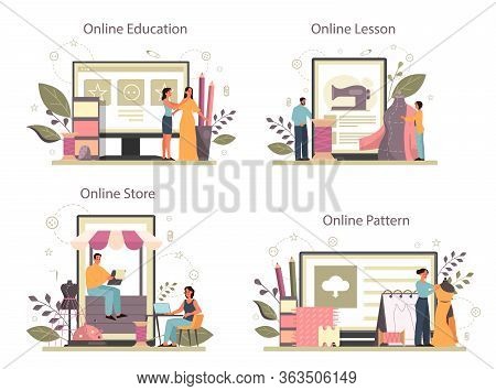 Fashion Designer Or Tailor Online Service Or Platform Set. Professional