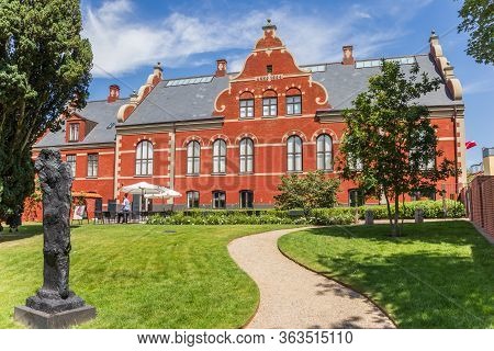 Ribe, Denmark - June 26, 2019: Facade Of The Art Museum In A Park In Ribe, Denmark