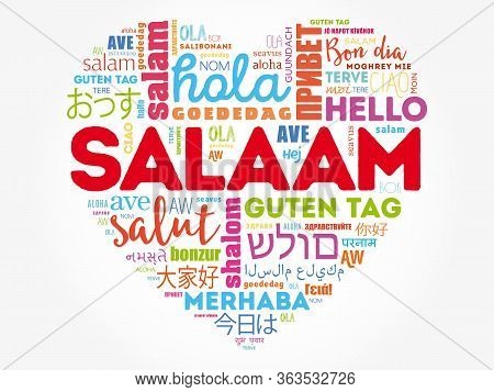 Salaam (hello Greeting In Persian,farsi) Love Heart Word Cloud In Different Languages Of The World