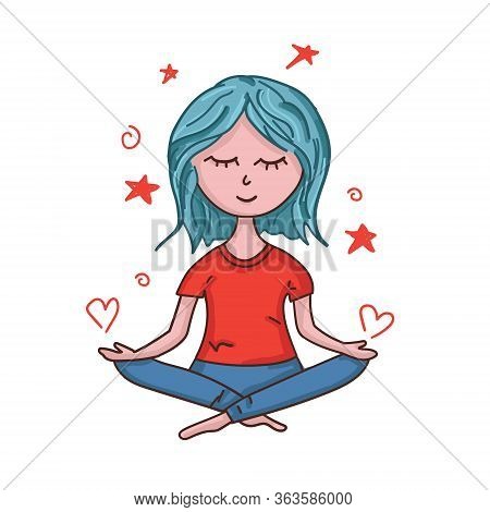 Hand Drawn Vector Illustration With Yoga Girl