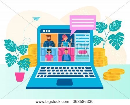 People On Laptop Screen Lecture Way To Success Coaching Web Meeting Staff, Online Teamwork Concept V