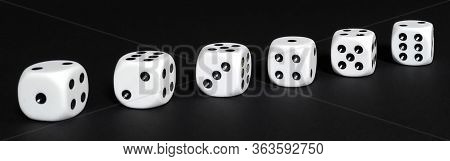 White Dice Isolated On A Black Background.