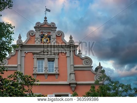 Baroque Gable Of Historic Building In Old Town Of Konstanz, Baden-wurttemberg, Germany