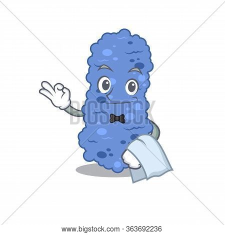 A Cartoon Character Of Burkholderia Bacteria Waiter Working In The Restaurant