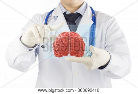Doctor Check Hologram 3d Brain , Concept Brain Disease