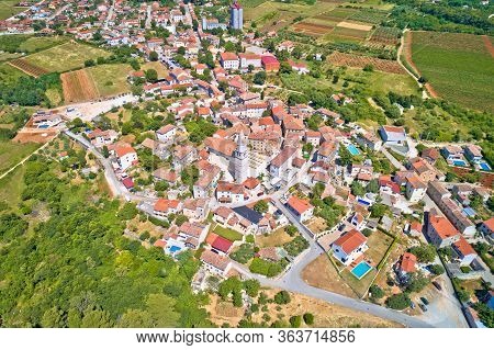 Istria. Town Of Visnjan On Green Istrian Hill Aerial View, Istria Region Of Croatia