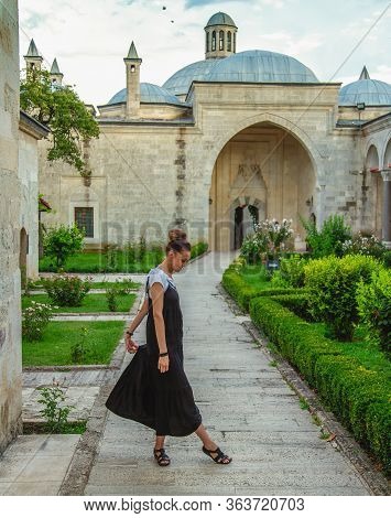 Edirne, Turkey: Beautiful Girl At A Garden Of Health Museum In Bayezid Complex In Edirne, Turkey On 