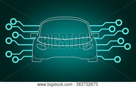 Autonomous Car With The Signal Circut, 3d Rendering