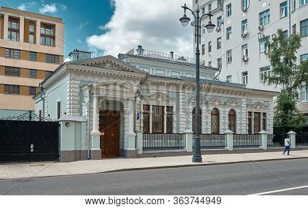 Moscow, Russia - June 23, 2016: A One-storey 19th-century Residential Building, The Building Current