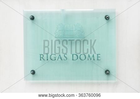 Riga, Latvia - September, 2019: Embleme Of Riga City Council (rigas Dome) Building Of The Government
