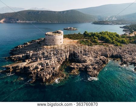 The Ancient Fort Arza At The Entrance To The Bay Of Kotor In Montenegro, In The Adriatic Sea, On The