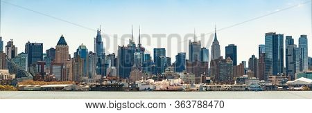 NEW YORK, USA - APR 28, 2020: USNS Comfort park at Pier during Coronavirus pandemic outbreak and is scheduled to depart soon. 