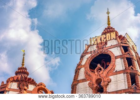 Delhi / India - October 2, 2019: Iskcon Delhi Hindu Temple Of Lord Krishna In New Delhi, India