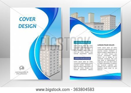 Blue Vector Template Design For Business Brochure, Flyer, Poster, Booklet, Presentation, Annual Repo