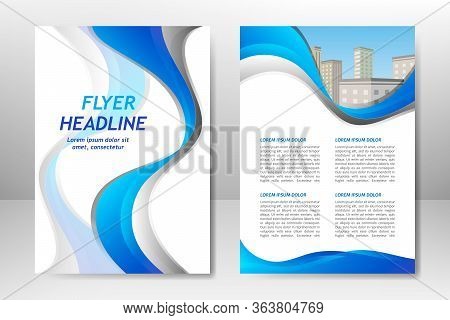 Blue Vector Template Design For Business Brochure, Flyer, Poster, Booklet, Presentation, Annual Repo