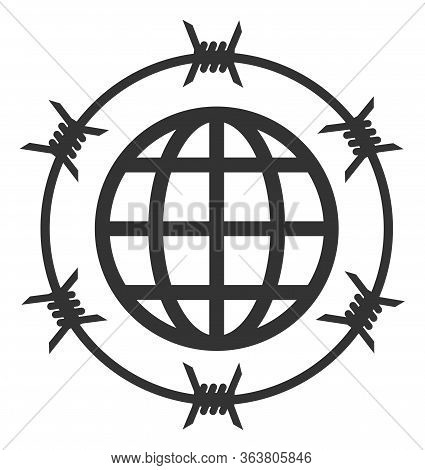 Raster Global Barbed Wire Flat Icon. Raster Pictogram Style Is A Flat Symbol Global Barbed Wire Icon