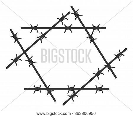 Raster Barbed Wire Zone Flat Icon. Raster Pictograph Style Is A Flat Symbol Barbed Wire Zone Icon On