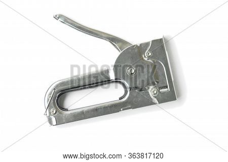 Metall Tacker Or Large Construction Metal Stapler Isolated On White Background