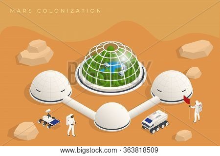 Isometric Mars Colonization, Biological Terraforming, Paraterraforming, Adapting Humans On Mars. Ast