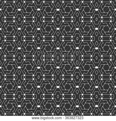 Seamless Vector Pattern. Geometric Abstract Background, Fine Lines. Stock Monochrome Texture.