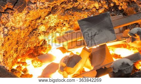 Molten Metal In Inducting Furnace ; Iron Casting Process