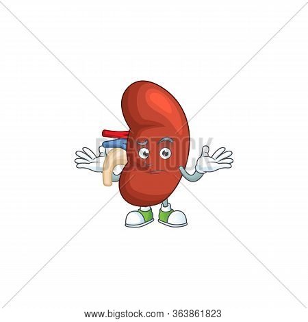 An Image Of Right Human Kidney In Grinning Mascot Cartoon Style