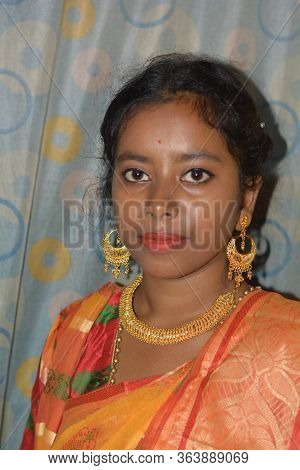 Panchita, Bongaon, North 24 Parganas, West Bengal, India, 6th Oct., 2019:  Close Up Of An Beautiful 