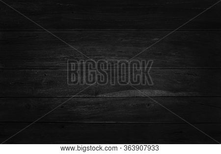 Black Wooden Wall Background, Texture Of Dark Bark Wood With Old Natural Pattern For Design Art Work