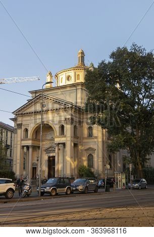 Milan, Italy, October 2016 - Ancient Church In The Cith Of Milan, Italy