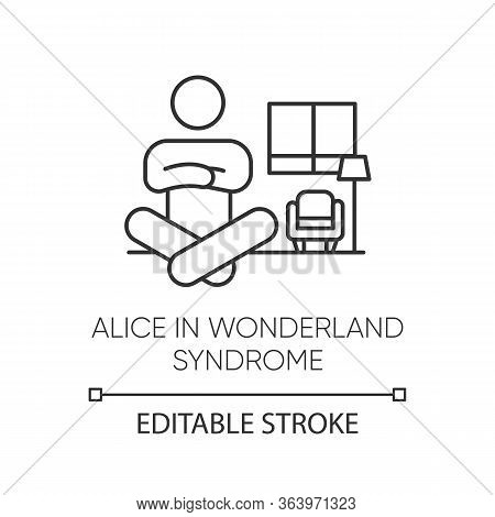 Alice In Wonderland Syndrome Linear Icon. Visual Perception. Size Distortion. Dysmetropsia. Mental D