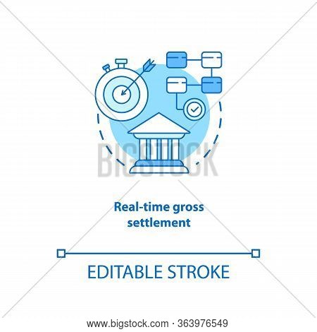 Real Time Gross Settlement Turquoise Concept Icon. Funds Transfer Procedure Idea Thin Line Illustrat