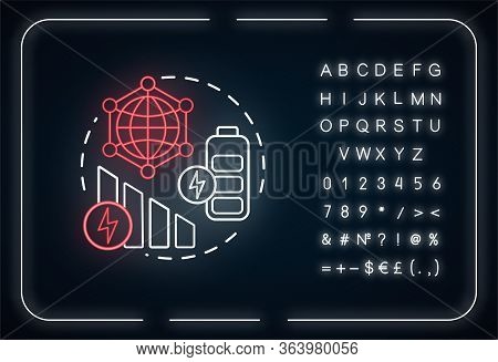 90 Percent Reduction Energy Usage Neon Light Concept Icon. 5g Technology Idea. Mobile Internet. High