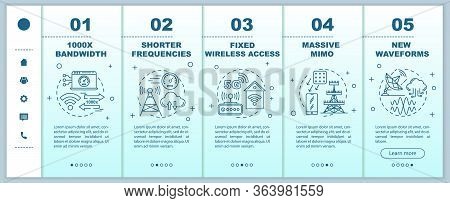 5g Technologies Onboarding Mobile Web Pages Vector Template. Massive Mimo. Responsive Smartphone Web