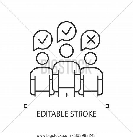 Community Survey Linear Icon. Group Administered Questionnaire. Public Opinion Polling. Customer Sat