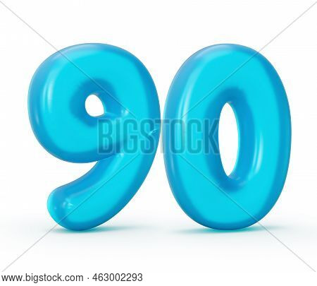 Blue Jelly Digit 90 Ninety Isolated On White Background Jelly Colorful Alphabets Numbers For Kids 3d