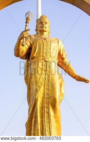 Dushanbe, Tajikistan - July 2, 2022: The Bronze Statue Of Ismail Samani The Samanid Amir Of Transoxi