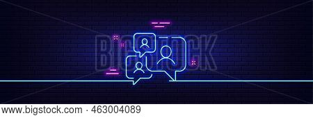 Neon Light Glow Effect. Support Chat Line Icon. Comments Sign. Speech Bubble Message Symbol. 3d Line