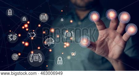 Technology Fingerprint With Digital Transformation Technology Strategy, Transformation Of Ideas And 