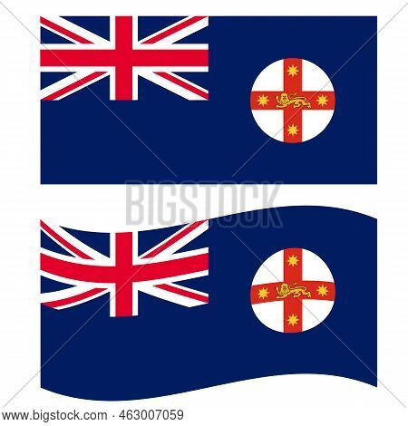 New South Wales Flag. New South Wales Flag Illustration. New South Wales Waving Flag. Flat Style.