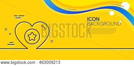 Heart And Star Line Icon. Abstract Yellow Background. Favorite Like Sign. Positive Feedback Symbol. 