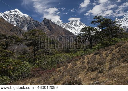 Namche Bazar, Nepal - Circa October 2013: View Of The Himalayas From Near Namche Bazaar Circa Octobe