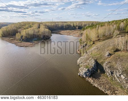 Confluence Of The Iset And Kamenka Rivers In The City Kamensk-uralskiy. Iset And Kamenka Rivers, Kam