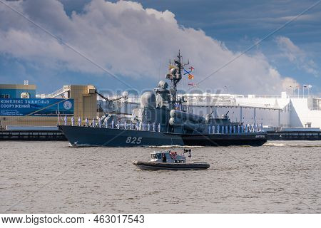 Russia. Kronstadt. July 31, 2022. A Small Rocket Ship On The Parade Of The Navy.