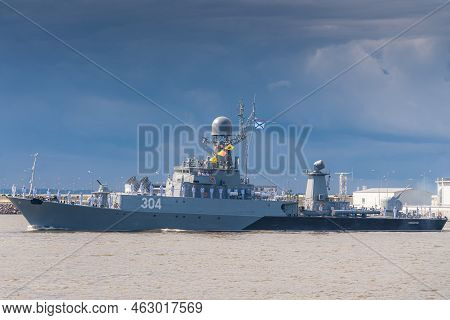 Russia. Kronstadt. July 31, 2022. A Small Anti-submarine Ship On The Parade Of The Navy.