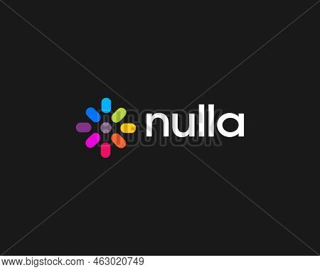 Abstract Flower Logo. Sunburst Logotype. Flash Icon Isolated On Black Background. Vector Illustratio