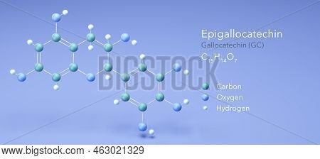 Epigallocatechin, Molecular Structures, Gallocatechin, 3d Model, Structural Chemical Formula And Ato