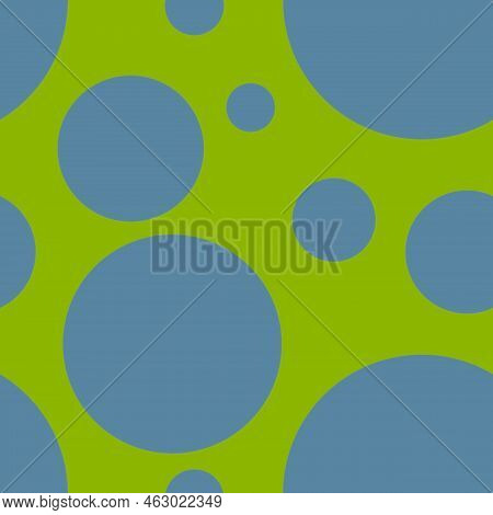 Abstract Seamless Pattern With Colorful Gray Different Balls On Applegreen