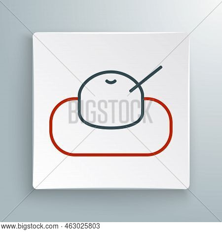 Line Mochi Icon Isolated On White Background. Japanese Traditional Weet Soft Dessert. Ball Of Rice F