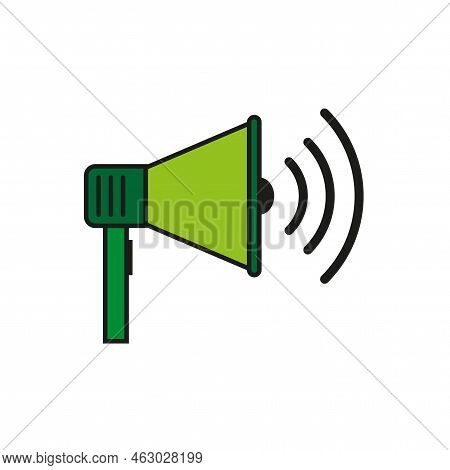 Green Speaker On White Background. Speaker Icon. Vector Illustration. Stock Image.